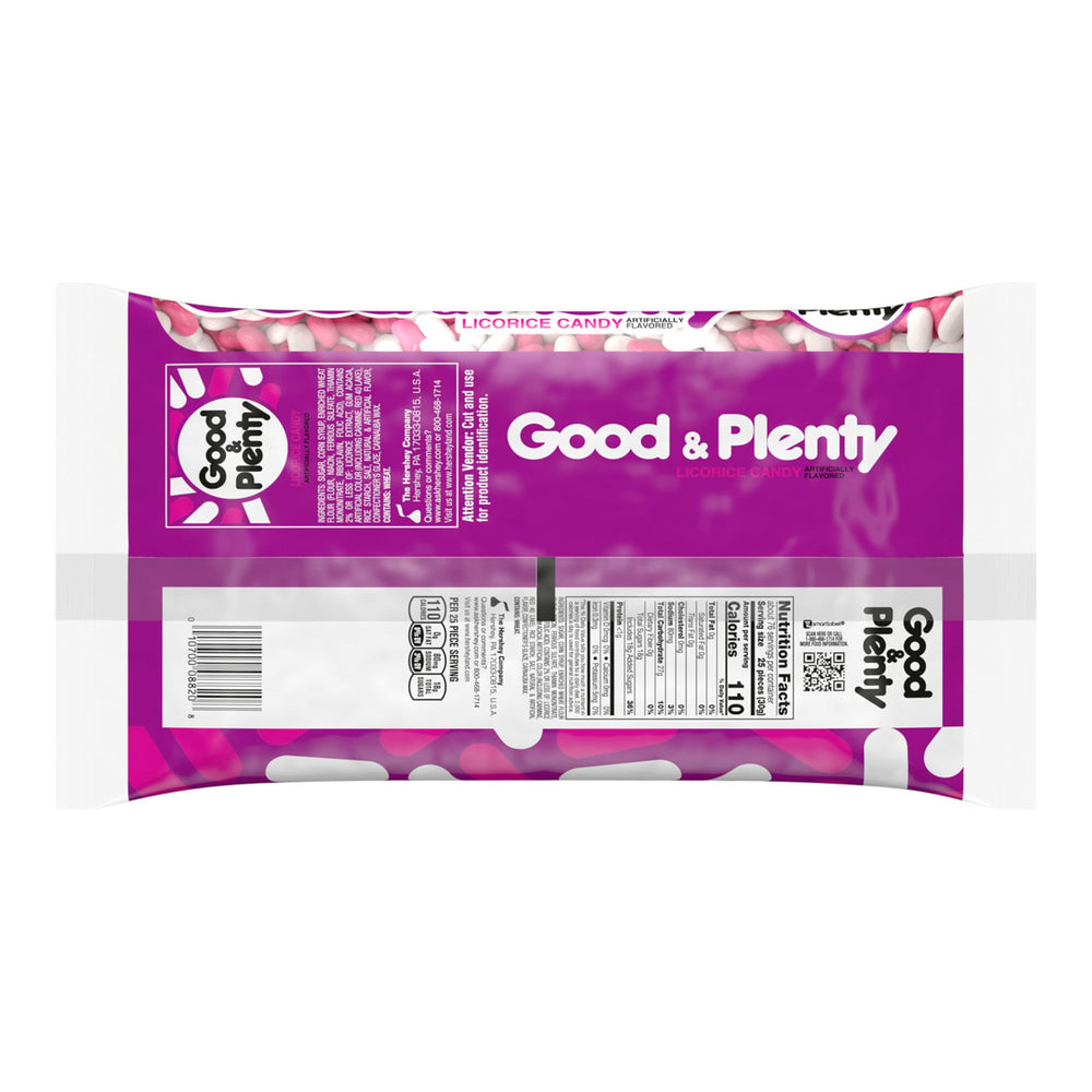 GOOD & PLENTY size comparison handful in palm showing piece scale, helps visualize quantity
