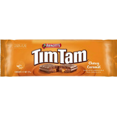 Good Aussie Tim Tam close-up of caramel center and chocolate coating highlighting chewy texture
