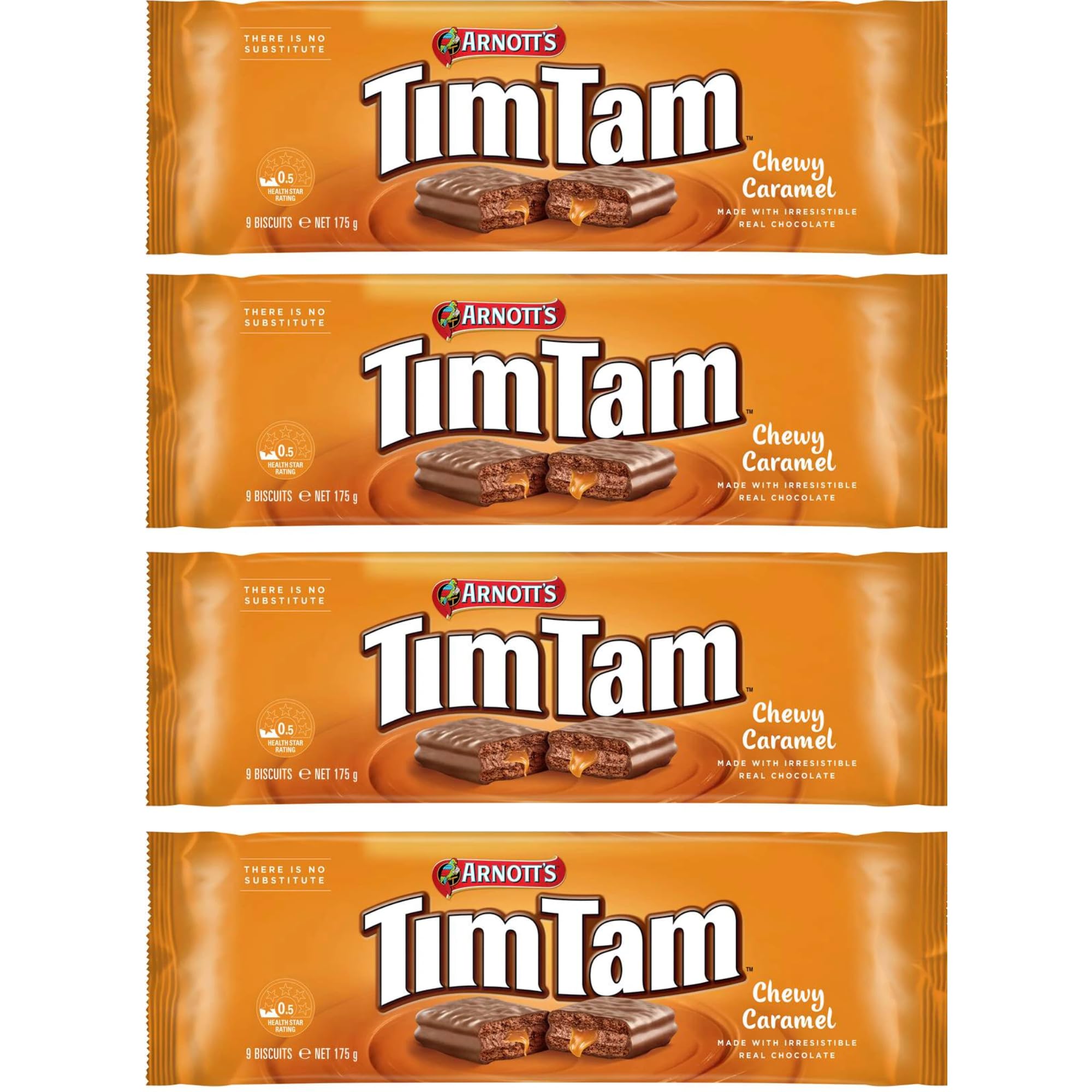 Good Aussie Tim Tam front packaging showing 4-pack and brand for easy recognition and gifting