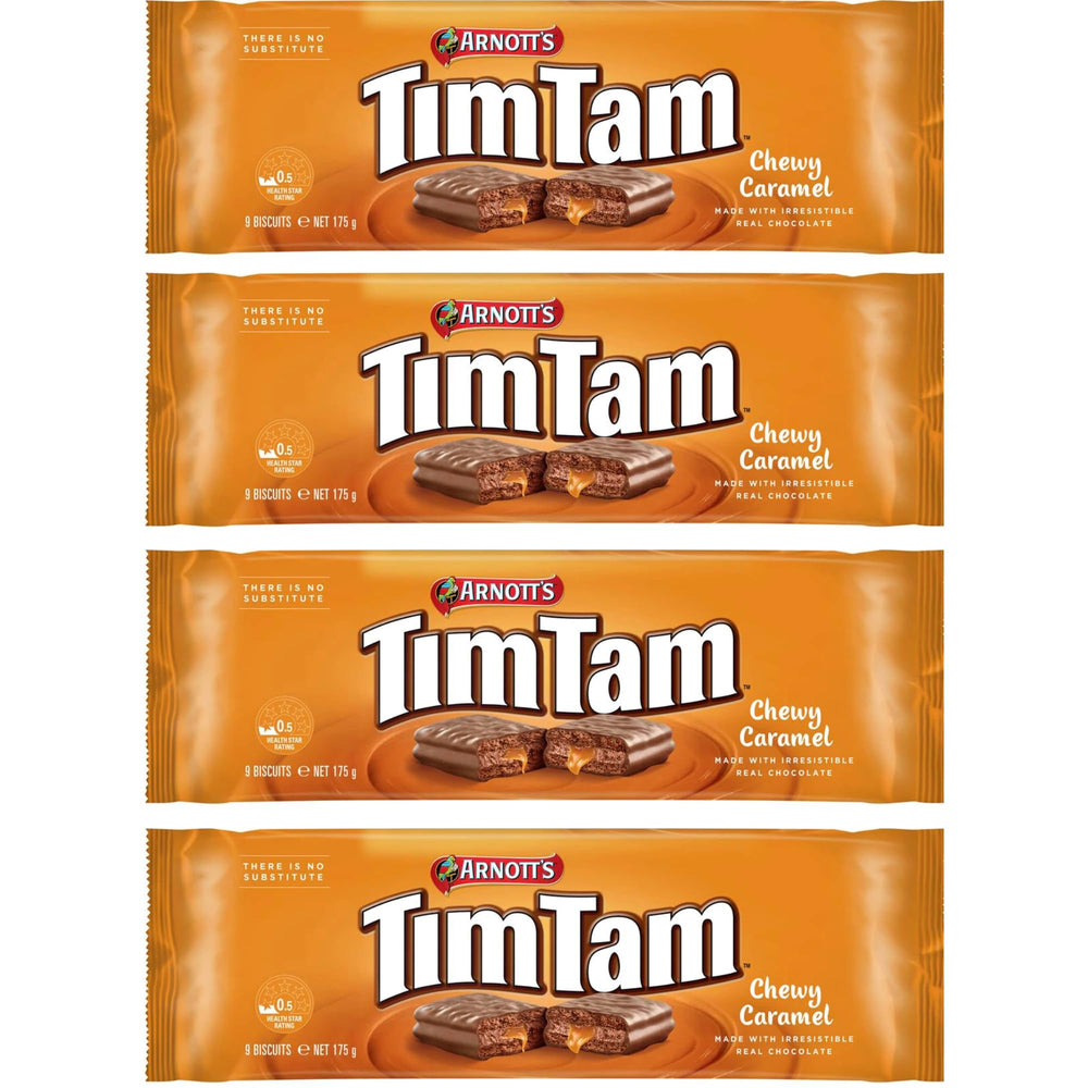 Good Aussie Tim Tam front packaging showing 4-pack and brand for easy recognition and gifting
