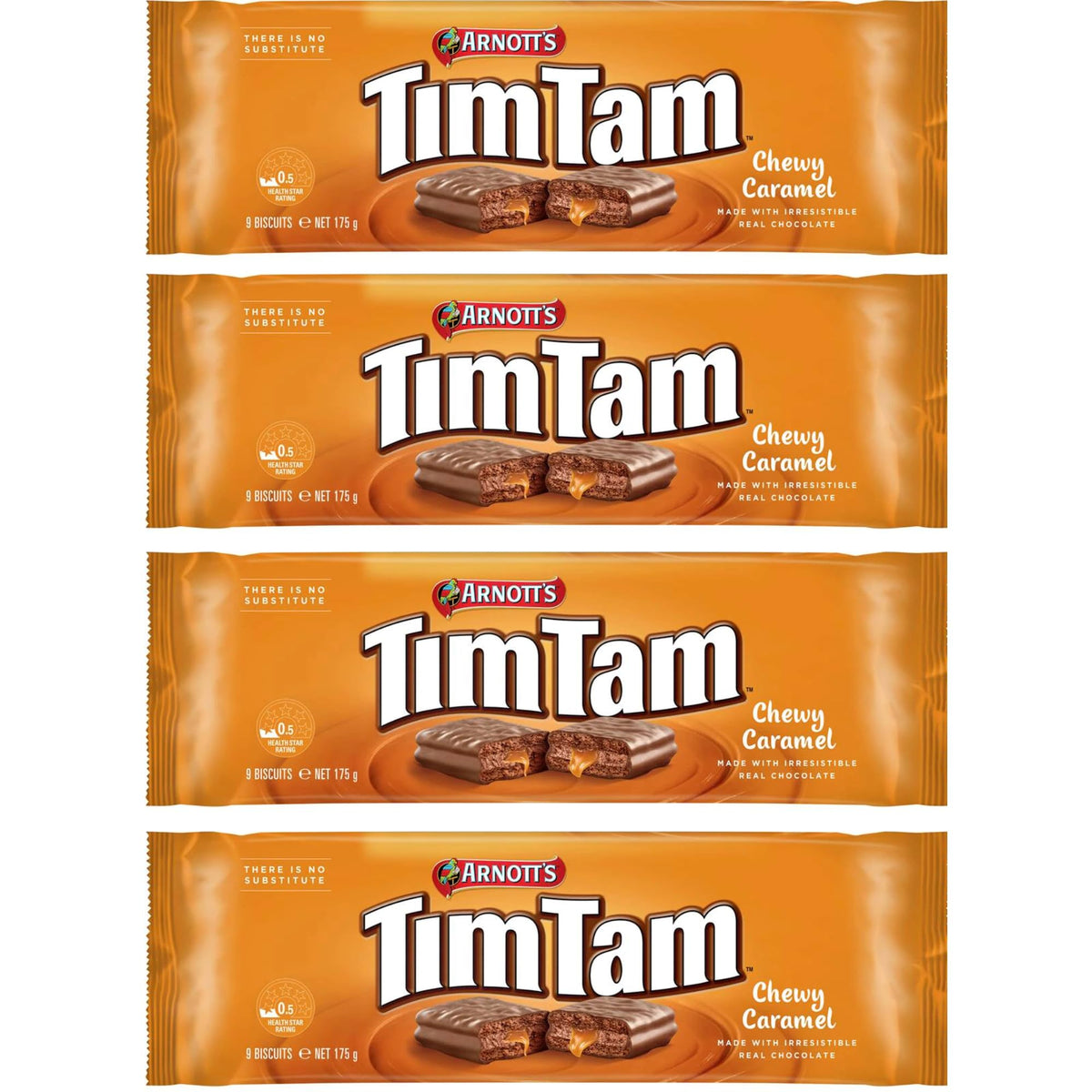 Good Aussie Tim Tam front packaging showing 4-pack and brand for easy recognition and gifting