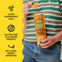 Close-up of Good Crisp chip texture highlighting crunchy ridges and seasoning