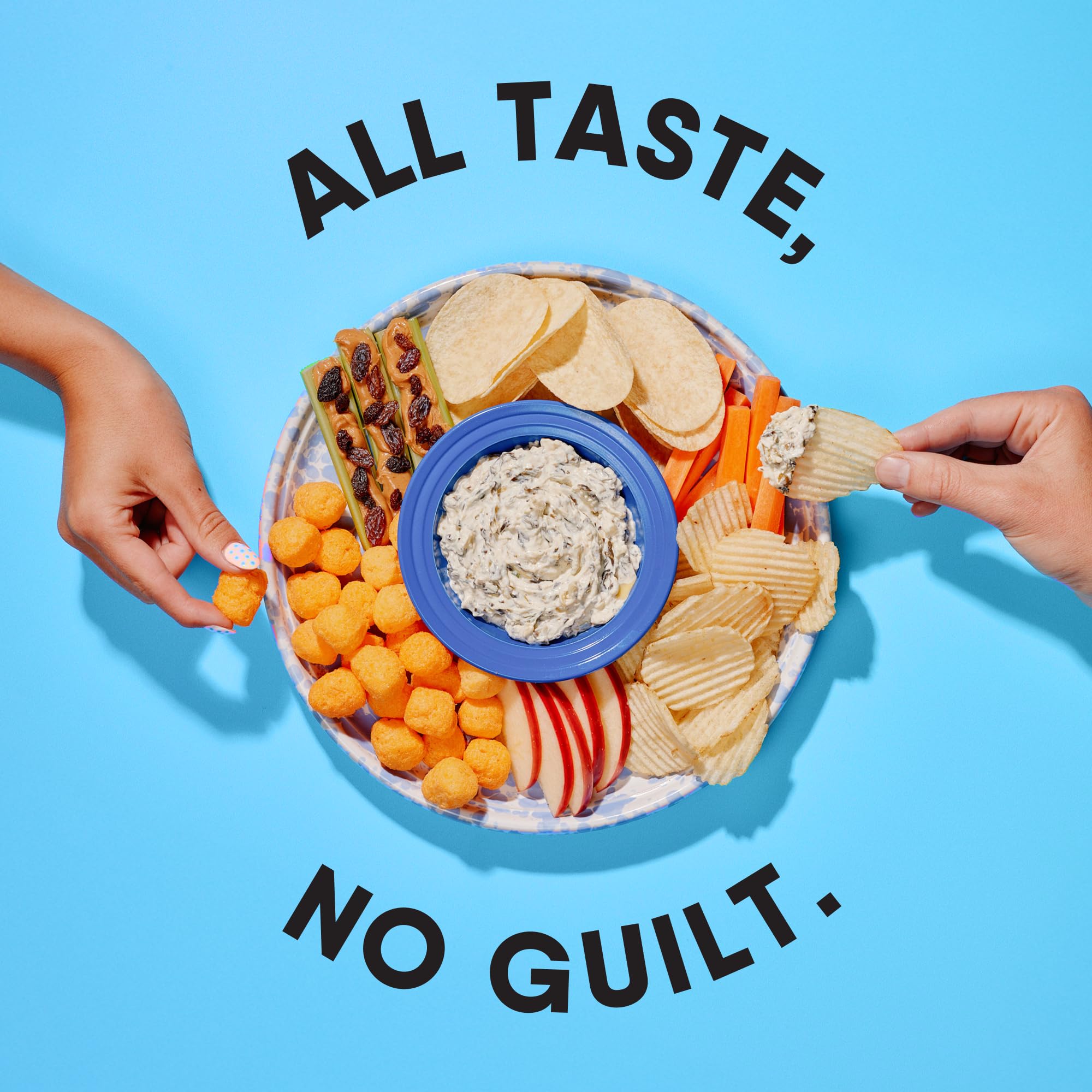 Family enjoying Good Crisp chips at a snack table, convenient for gatherings