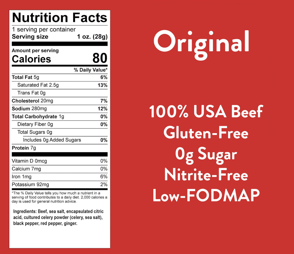 Good Fod Foods beef stick close-up highlighting texture and quality