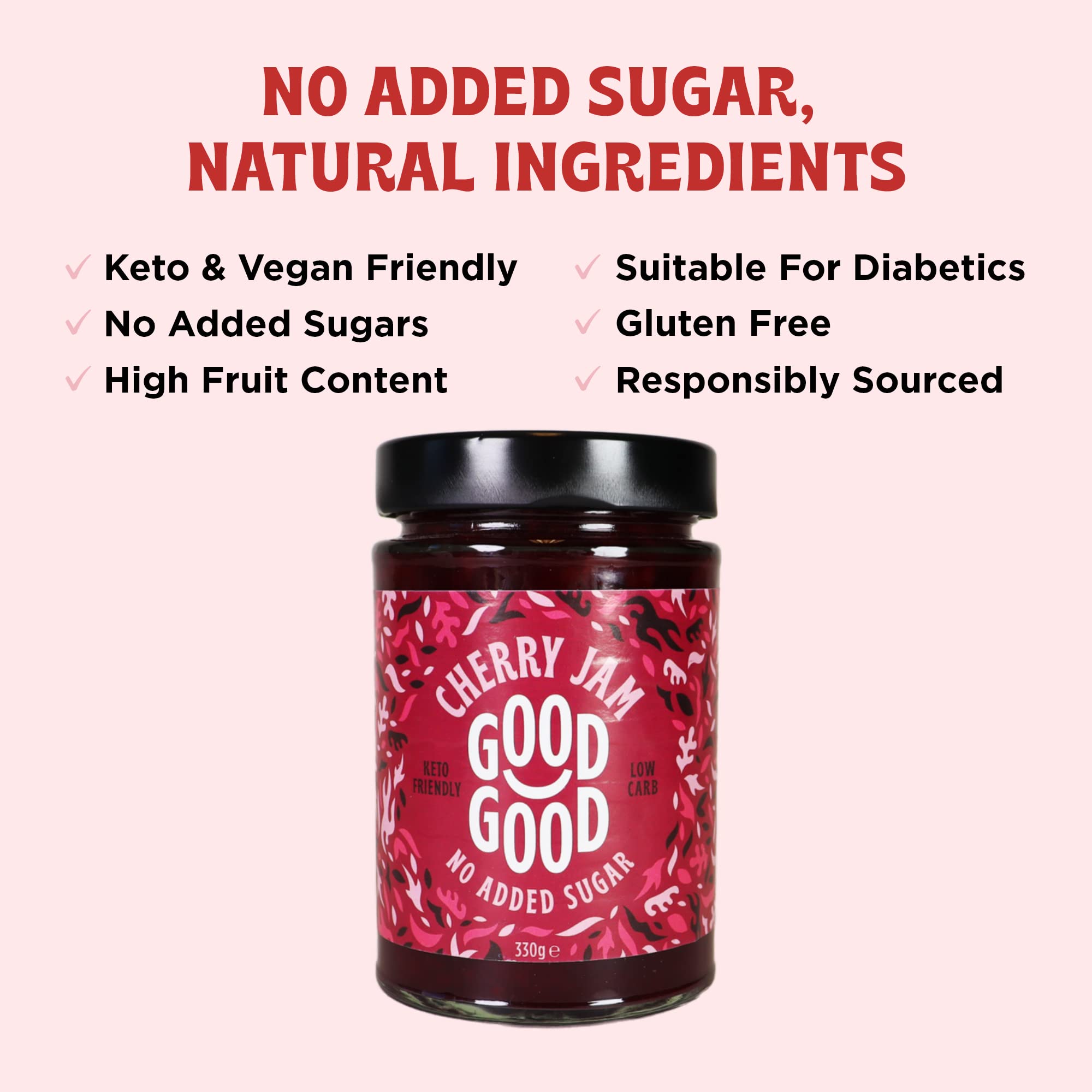 Good Good label close-up highlighting no added sugar claim and ingredients