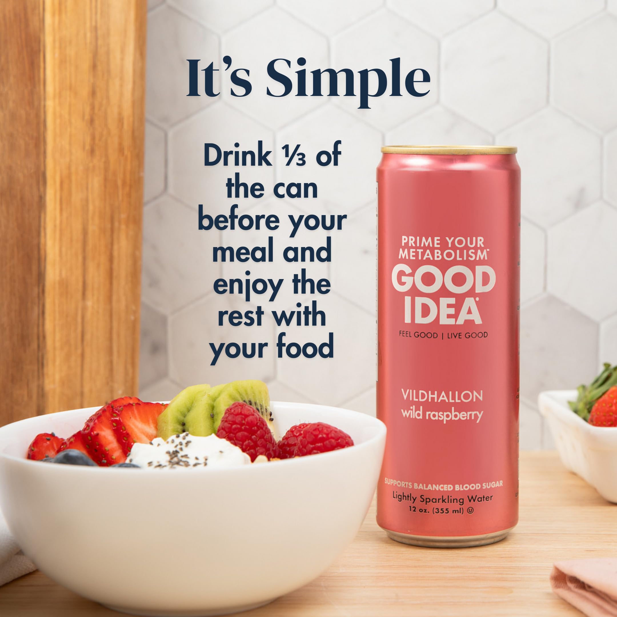 Good Idea Sea Berry can angled to show flavor and refreshing appeal