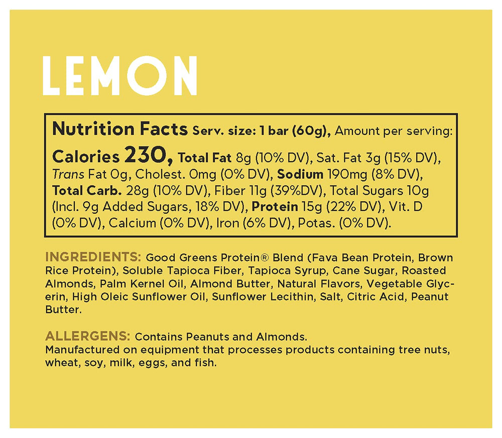 good! Snacks lemon bar in hand illustrating portable portion and quick protein boost