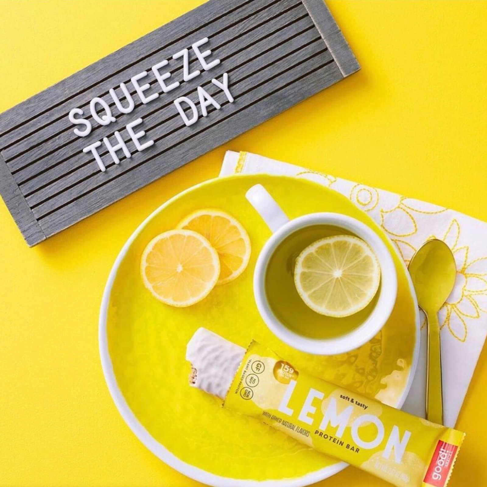 good! Snacks lemon bars in office breakroom scene showing convenient grab-and-go option