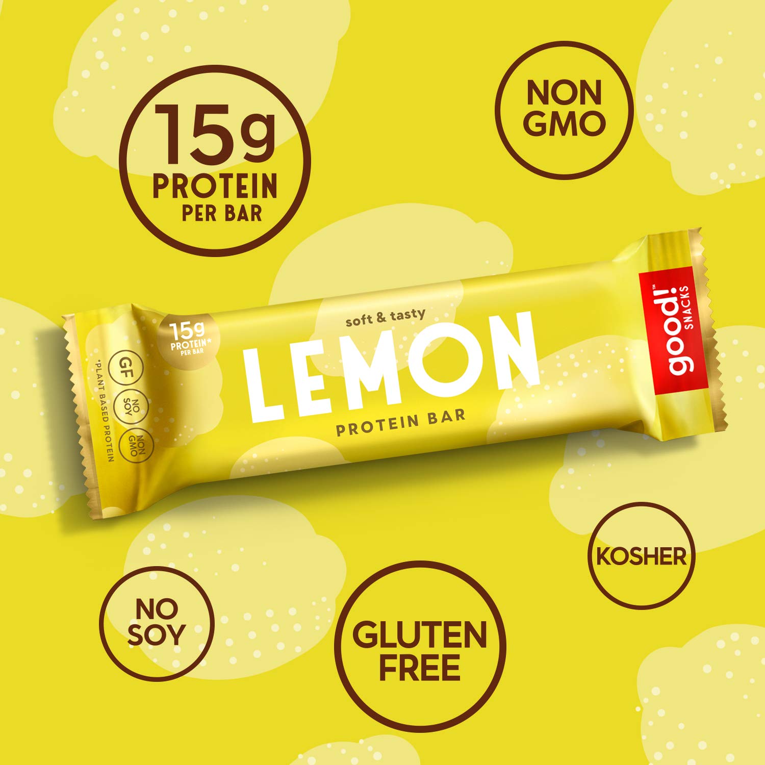good! Snacks lemon bar unwrapped close-up highlighting soft texture and candy-like bite