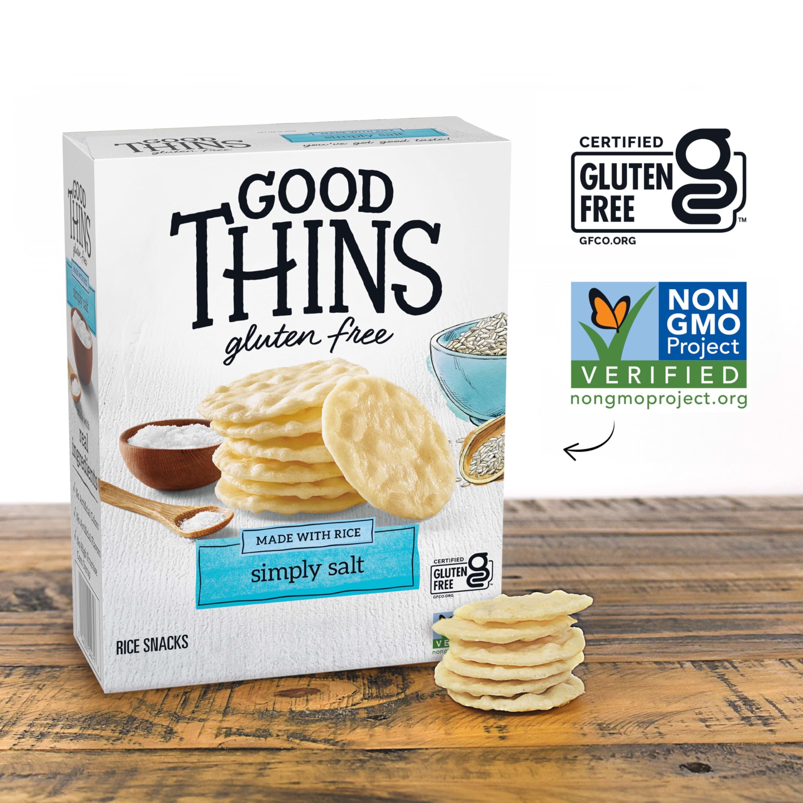 Good Thins cracker in hand for size comparison and portable snacking benefit