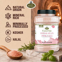 Close-up of extra-fine Good Tierra pink salt texture highlighting easy dissolve