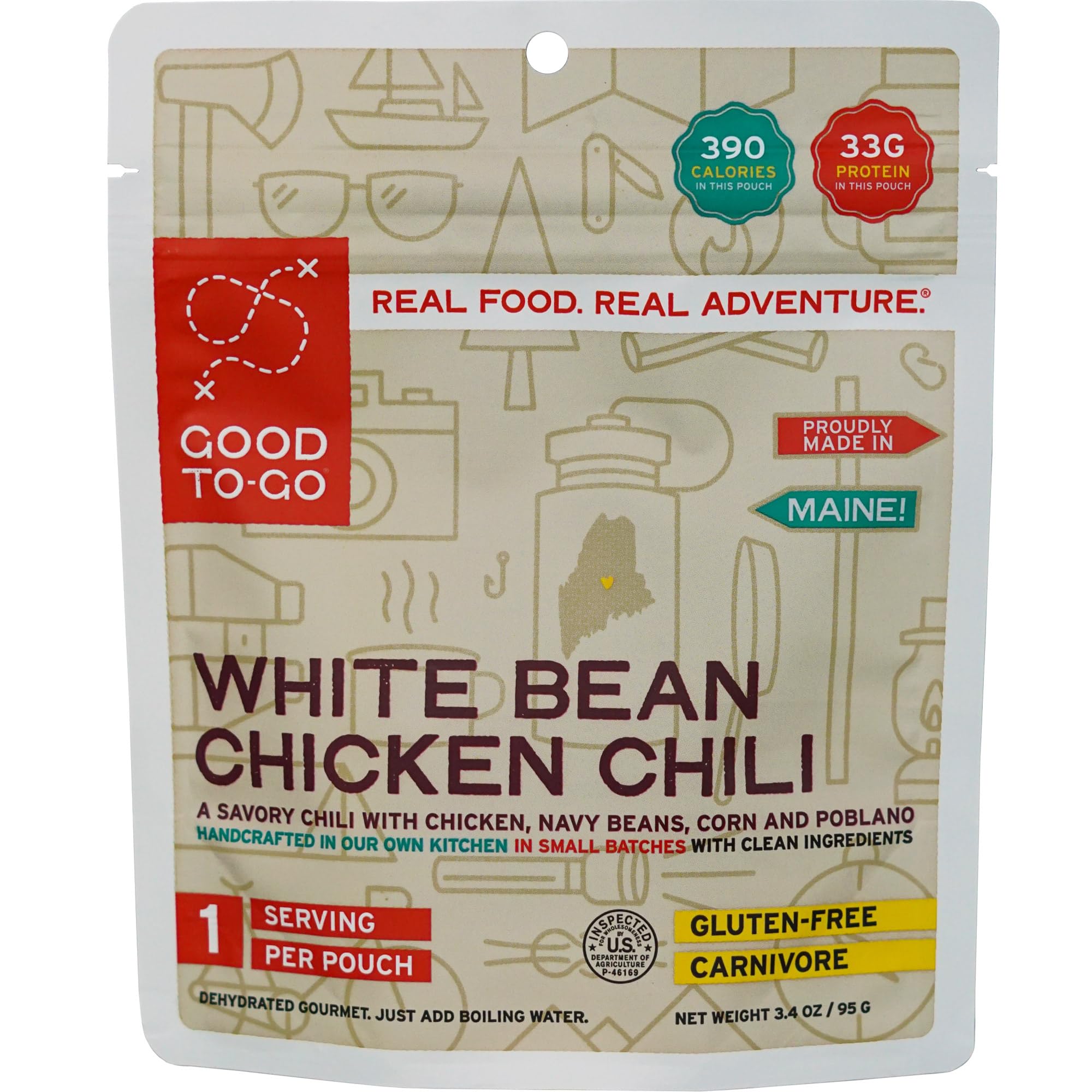 GOOD TO-GO front packaging showing chili pouch and ease of use
