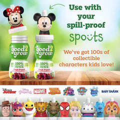 good2grow bottle with character topper inside lunchbox for spill protection