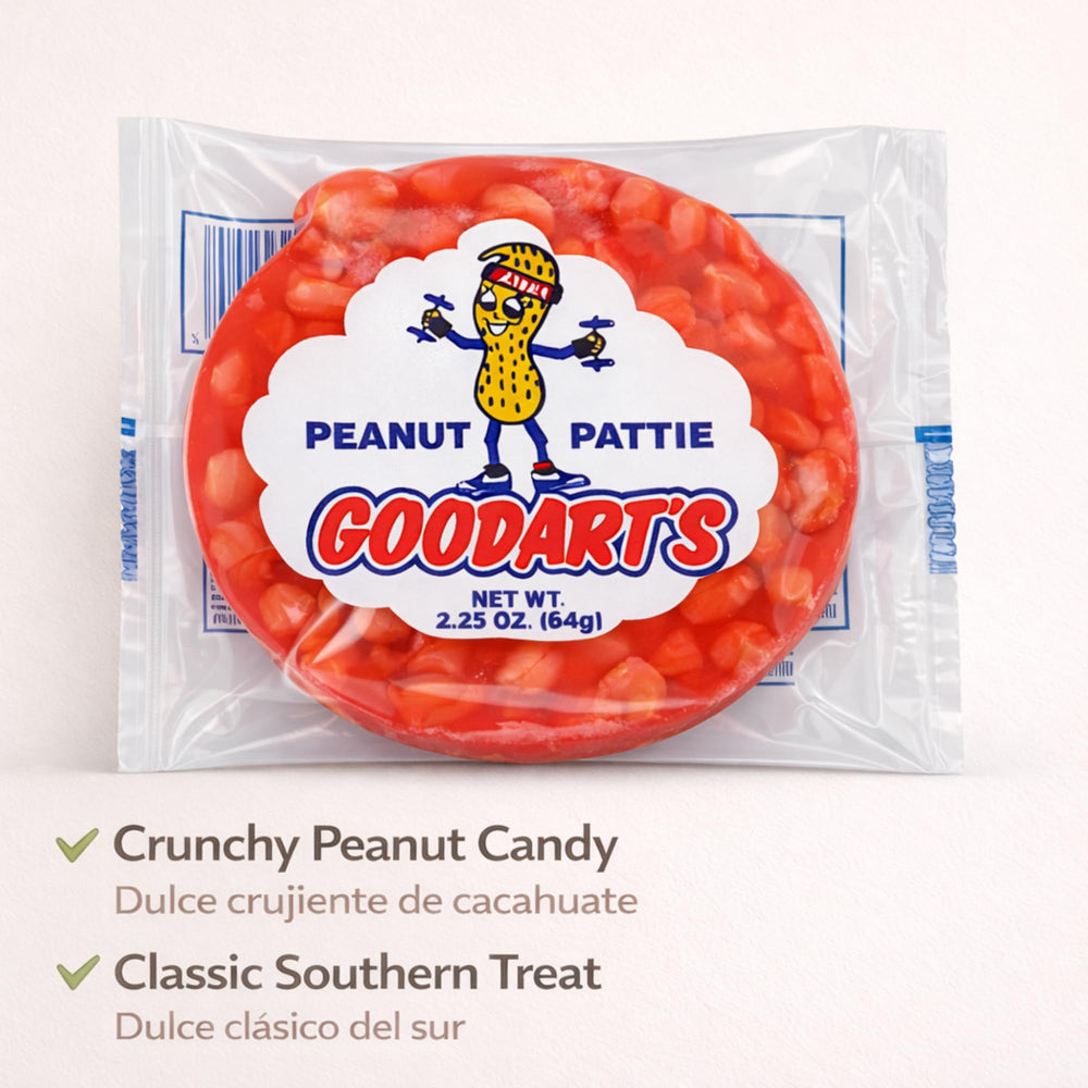 Goodart's close-up of toffee-coated peanuts highlighting crunchy texture benefit