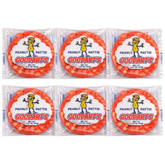 Goodart's front packaging showing six individually wrapped peanut bars and appeal