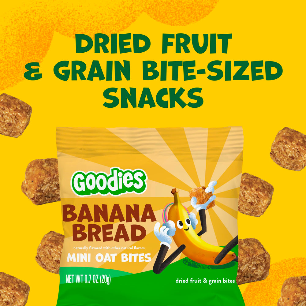 Goodies close-up shows soft chewy texture of mini bites, gentle on children's teeth