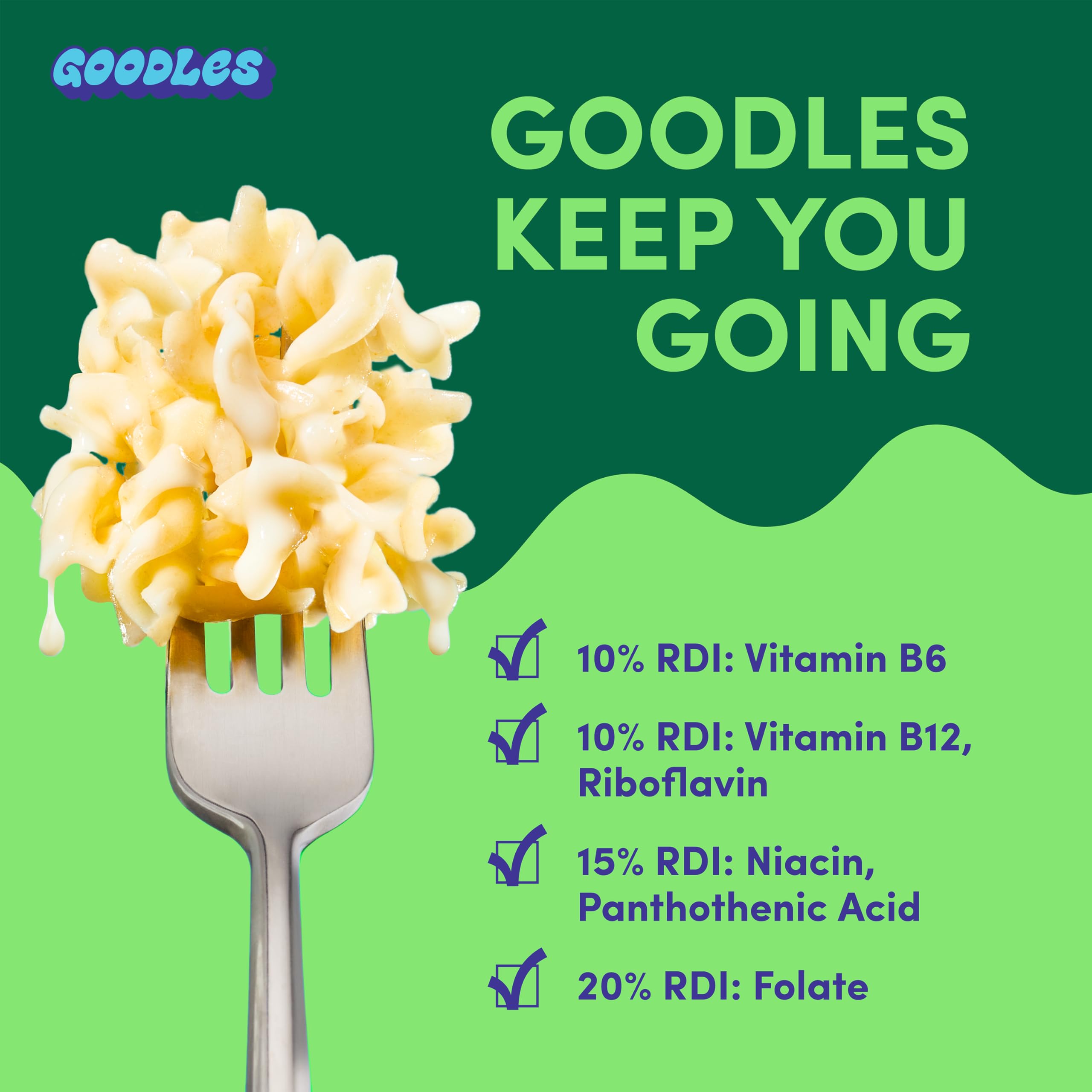 GOODLES cup being prepared with hot water showing fast, easy meal benefit