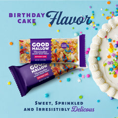GoodMallow birthday cake bar ingredient detail highlighting natural flavors and color