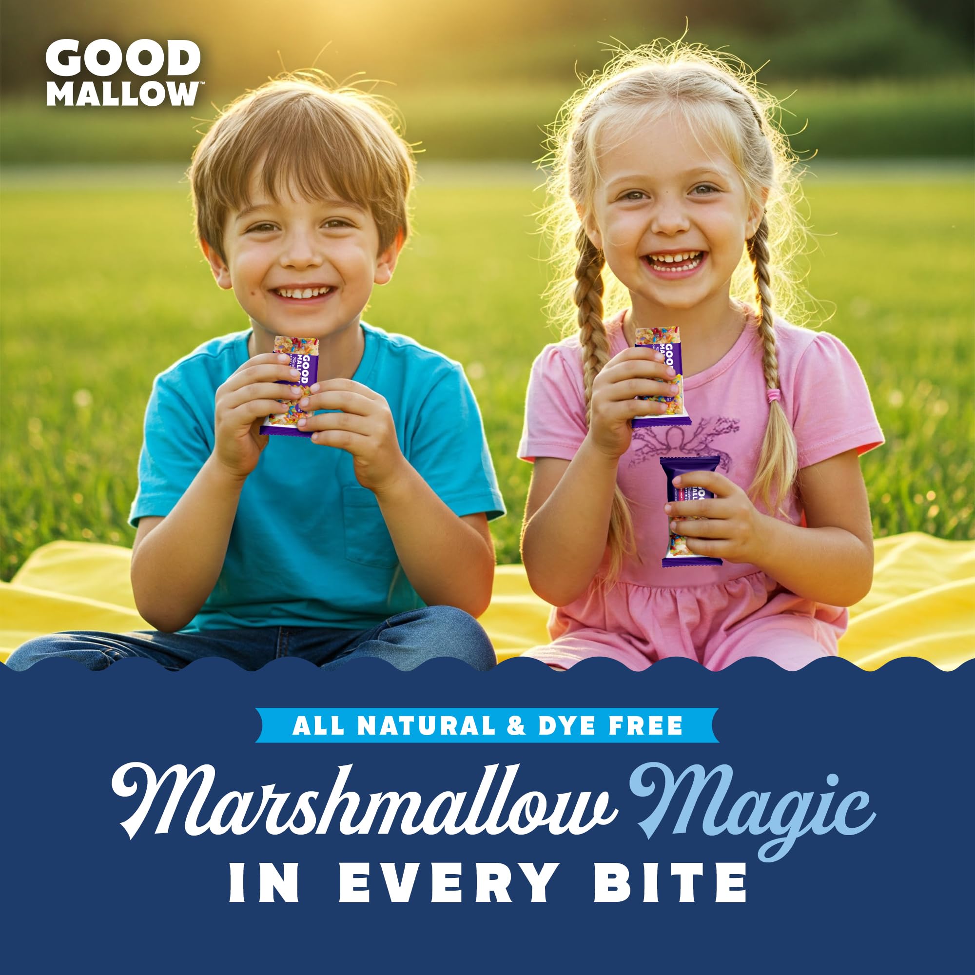 GoodMallow individually wrapped bar in hand illustrating portable portion and convenience