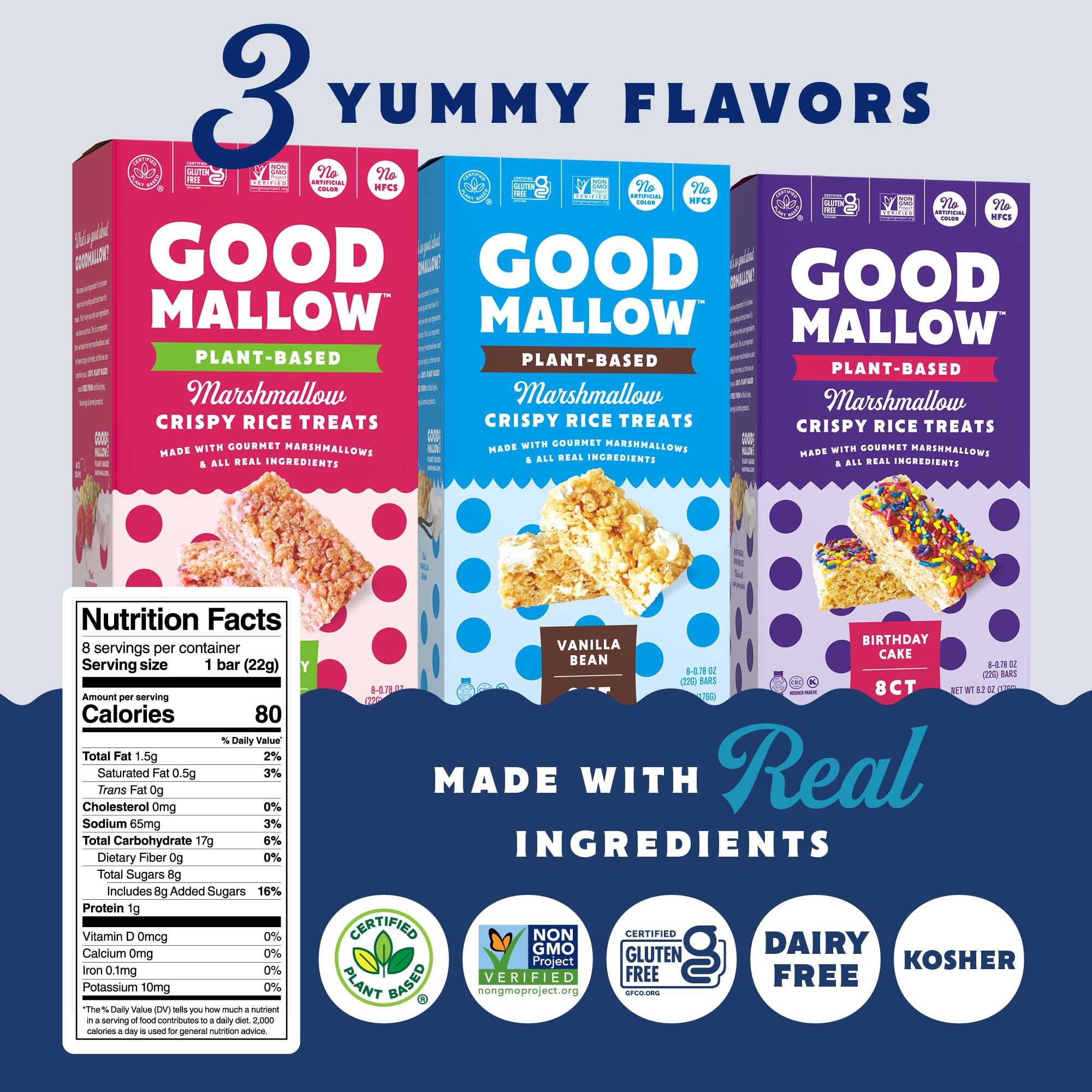 GoodMallow ingredients label detail showing vegan and gluten-free benefit