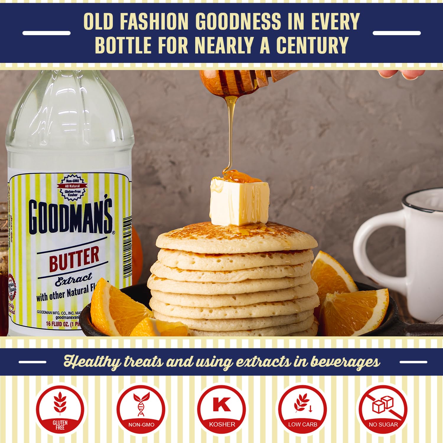 Cup of coffee enhanced with Goodman's extract delivering creamy butter flavor