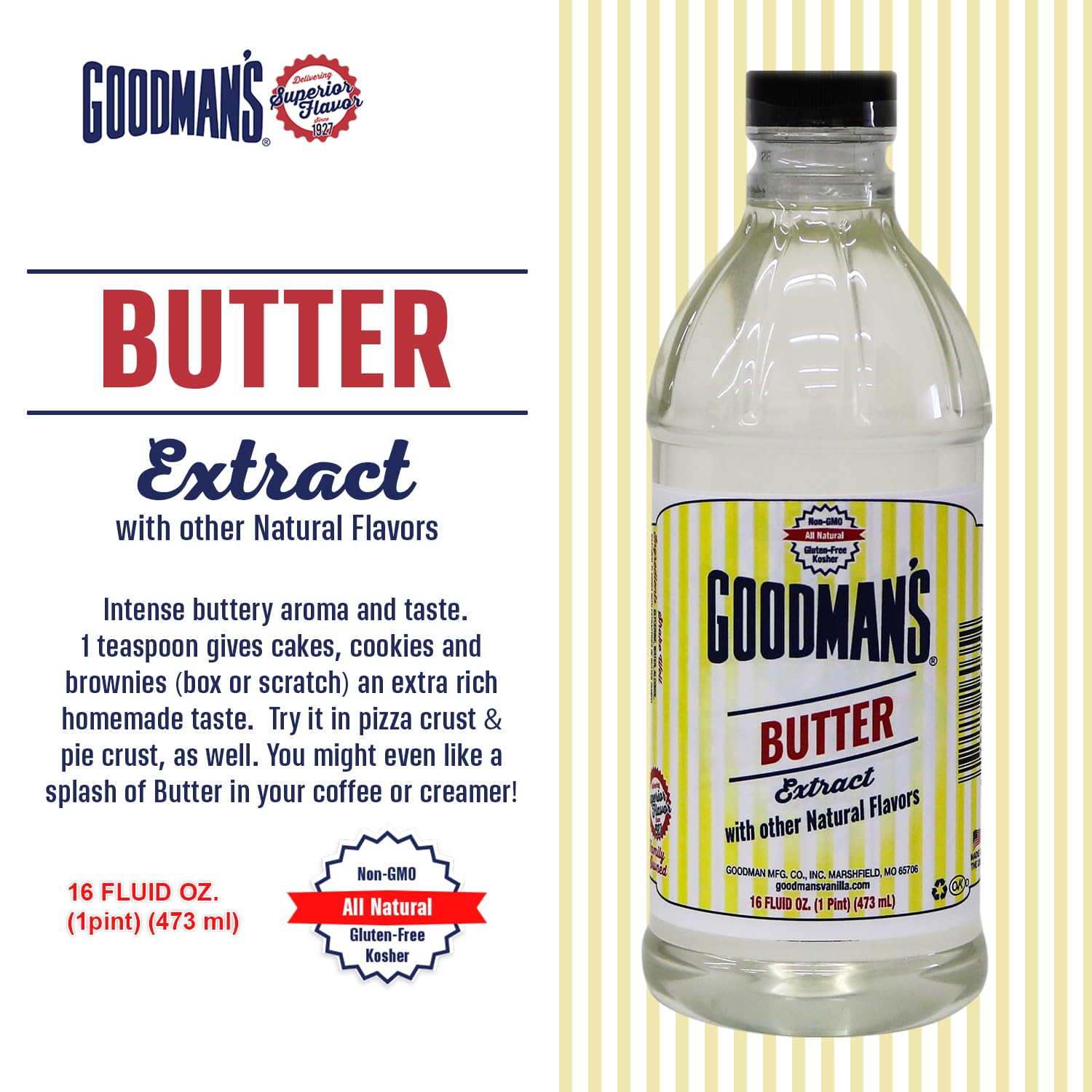 Goodman's extract pouring into a teaspoon for precise measured flavor boost