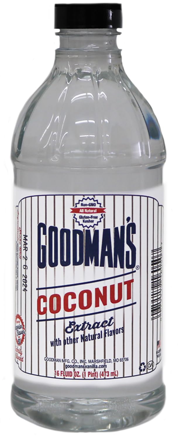 Goodman's coconut extract front label shows product identity and size, enhancing confidence