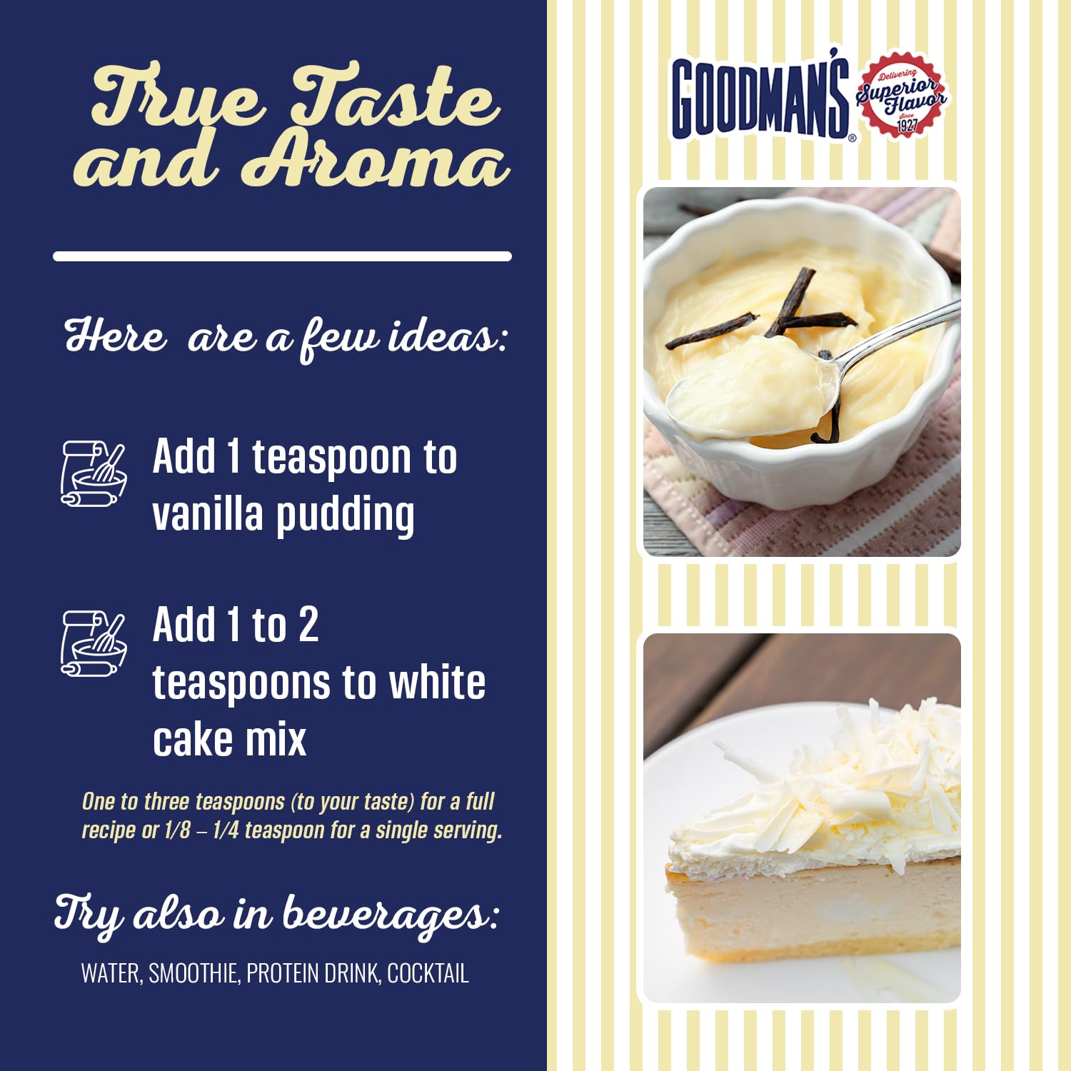 Goodman's coconut extract added to smoothie glass to show easy beverage flavoring benefit