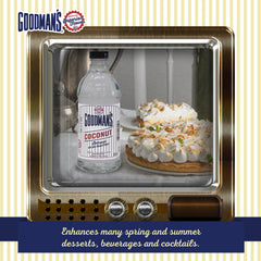 Goodman's coconut extract staged with cupcakes to show baking use and flavor boost
