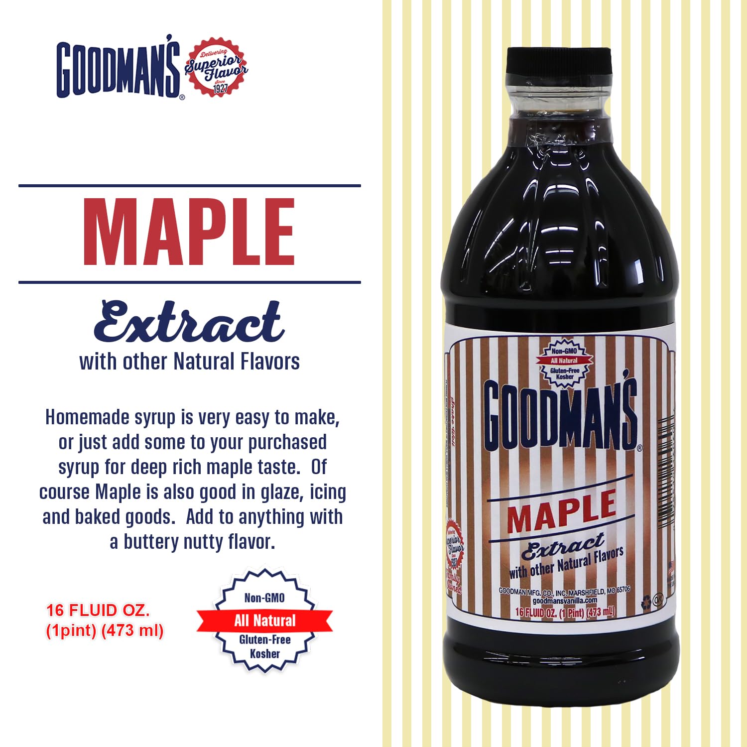 Goodman's pouring extract into bowl to show concentrated maple flavor for cooking
