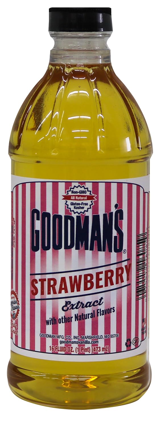 Goodman's front label showing natural strawberry flavor and no sugar benefit