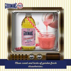 Goodman's extract swirled into ice cream adding authentic strawberry taste
