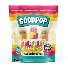 GOODPOP front packaging showing hydrating freezer pops and convenience