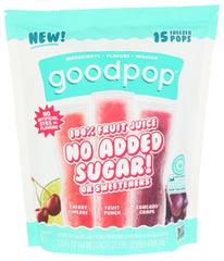 GOODPOP front packaging showing 15-count box and colorful fruit graphics for quick selection