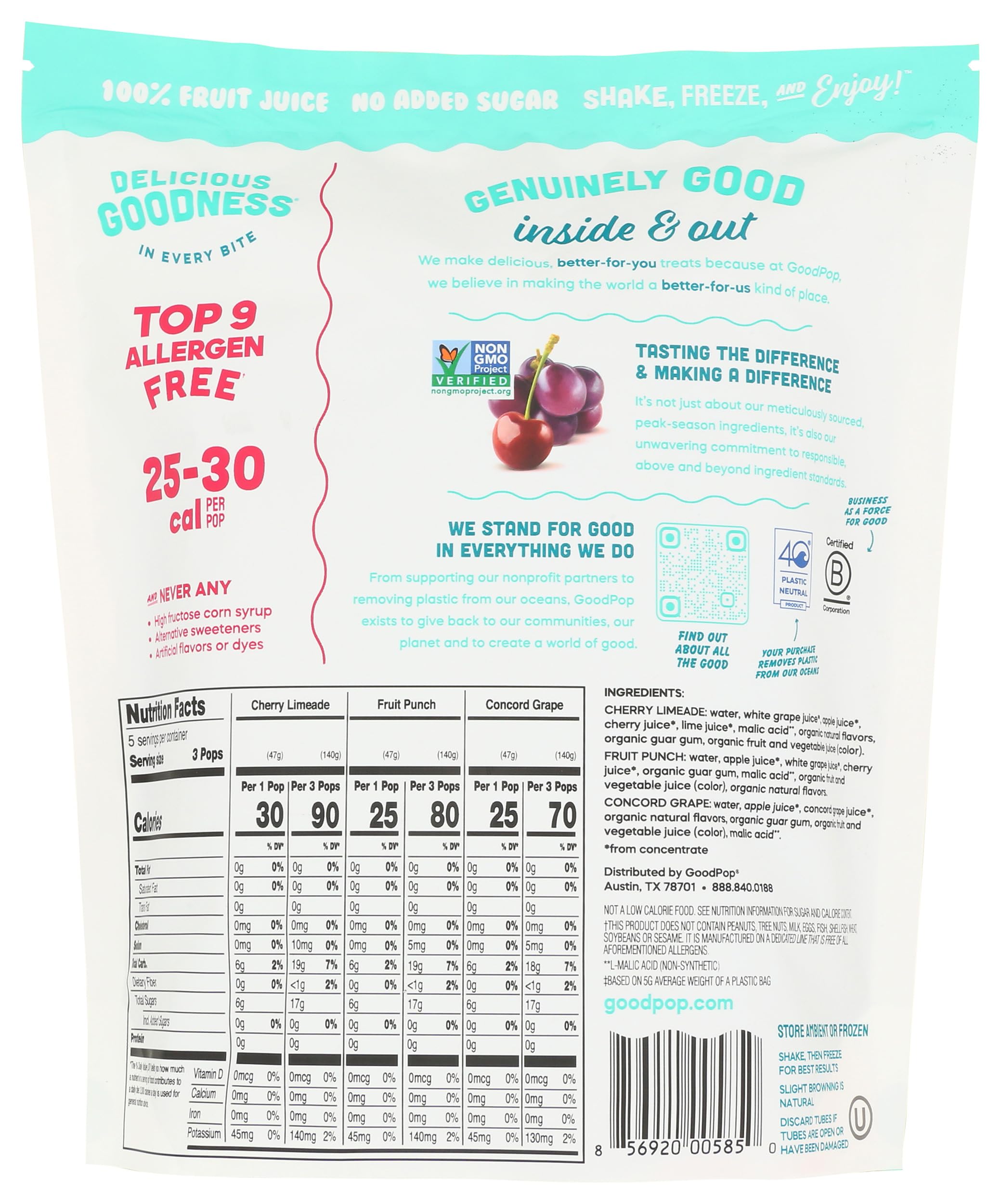 GOODPOP unwrapped freezer pop on a plate ready to eat, demonstrating portion convenience