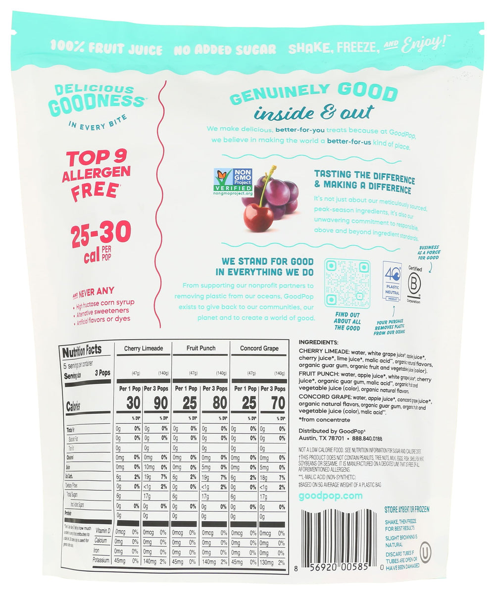 GOODPOP unwrapped freezer pop on a plate ready to eat, demonstrating portion convenience