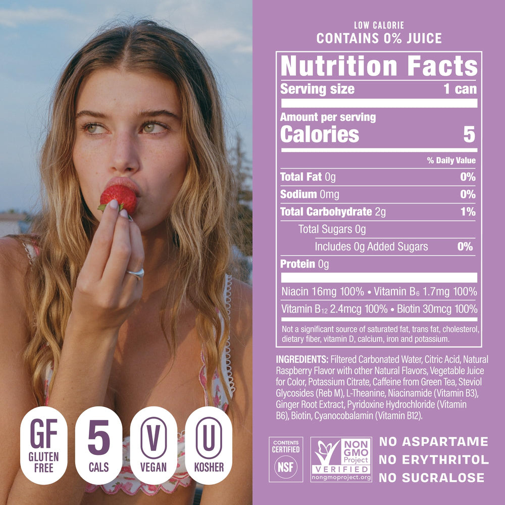 GORGIE Wild Berry close view of side label showing ingredients and vitamin highlights for clarity