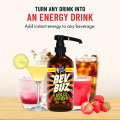 Gosh That's Good! BEV BUZ angled bottle shot highlighting compact 64-serving format for storage