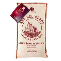 Gourmanity front packaging displaying 500g Bomba rice and authentic origin benefits