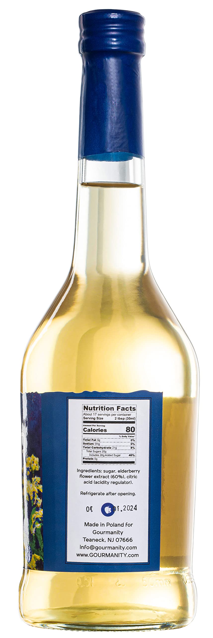 Back of Gourmanity bottle showing ingredients and product transparency benefit