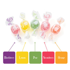 Gourmanity five flavors displayed to show variety and recognizable fruit colors