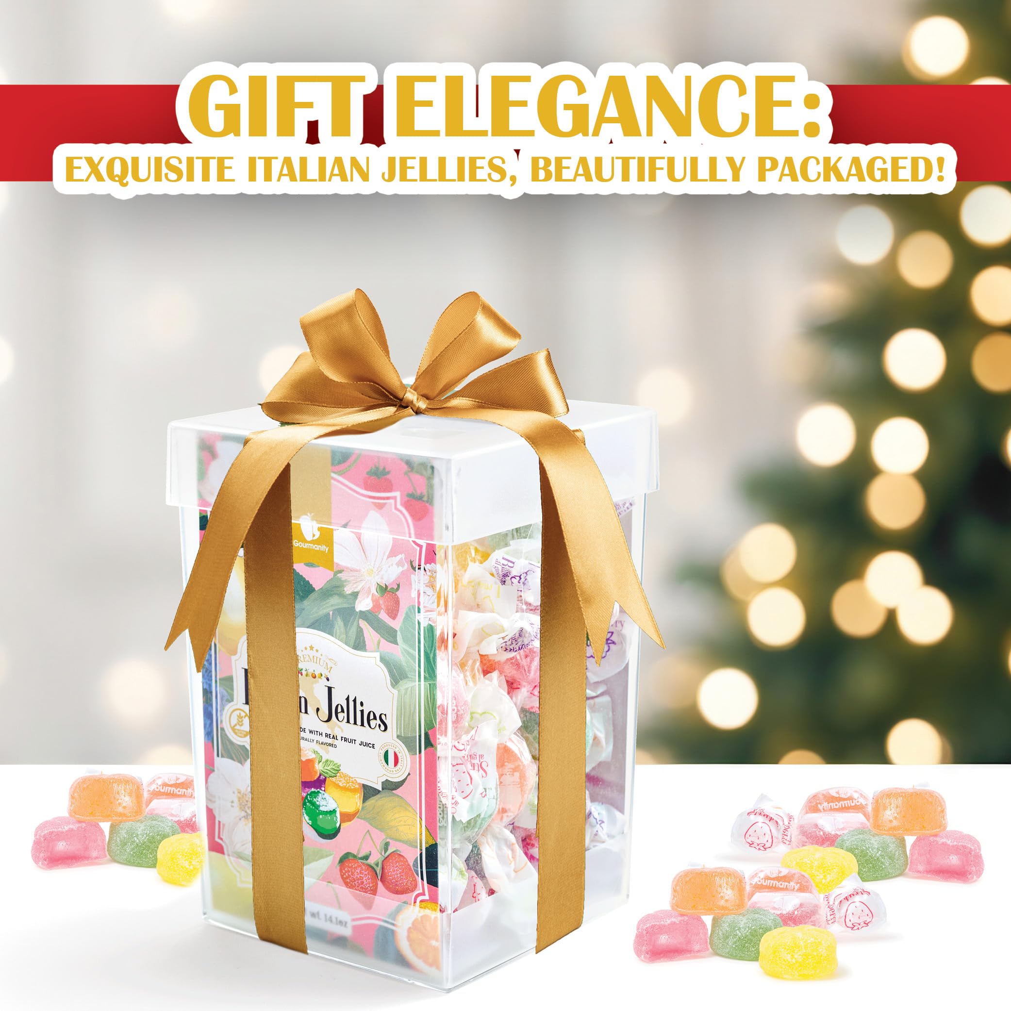 Gourmanity box styled as a gift on a table for elegant gifting and hosting