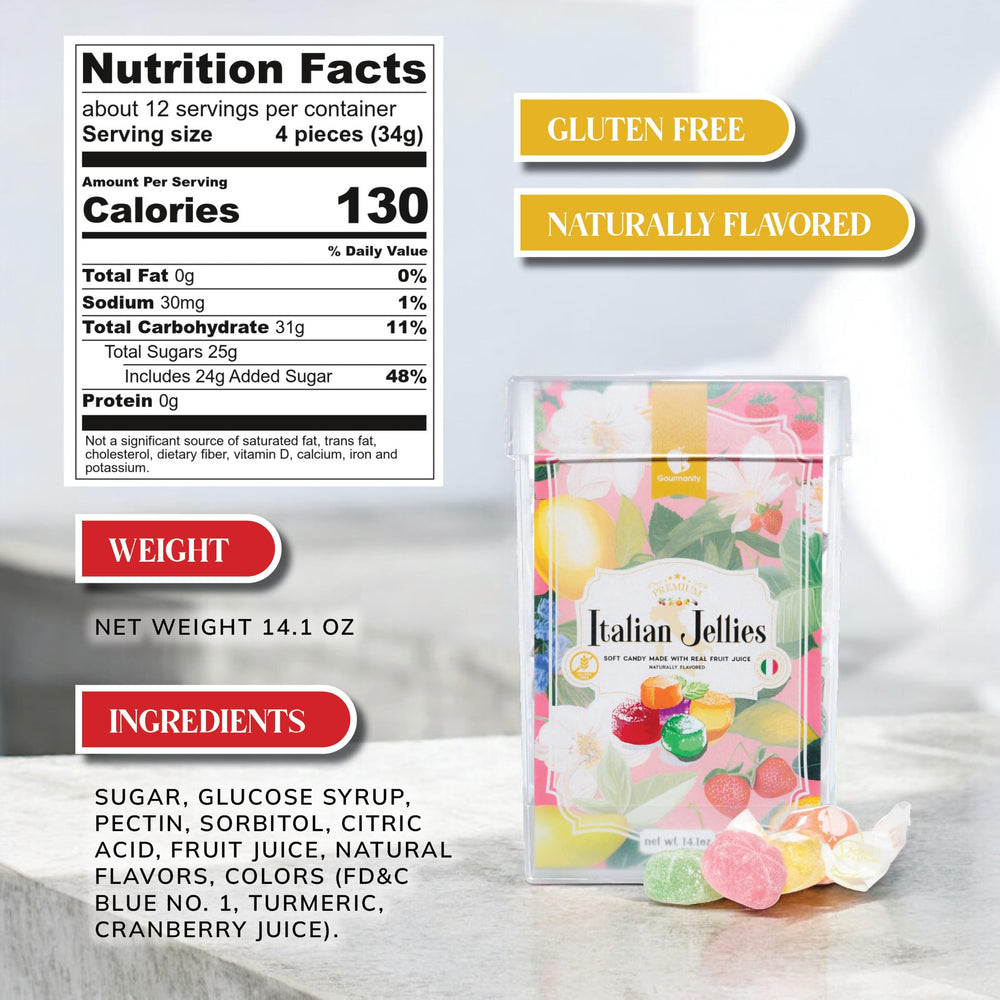 Gourmanity individually wrapped jellies close-up for hygienic portability and convenience