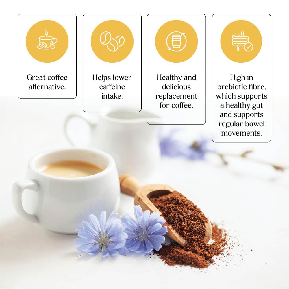 Gourmanity nuKAF prepared in cup steaming, showcasing rich color and warm satisfaction
