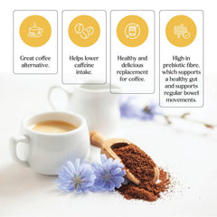 Gourmanity nuKAF prepared in cup steaming, showcasing rich color and warm satisfaction