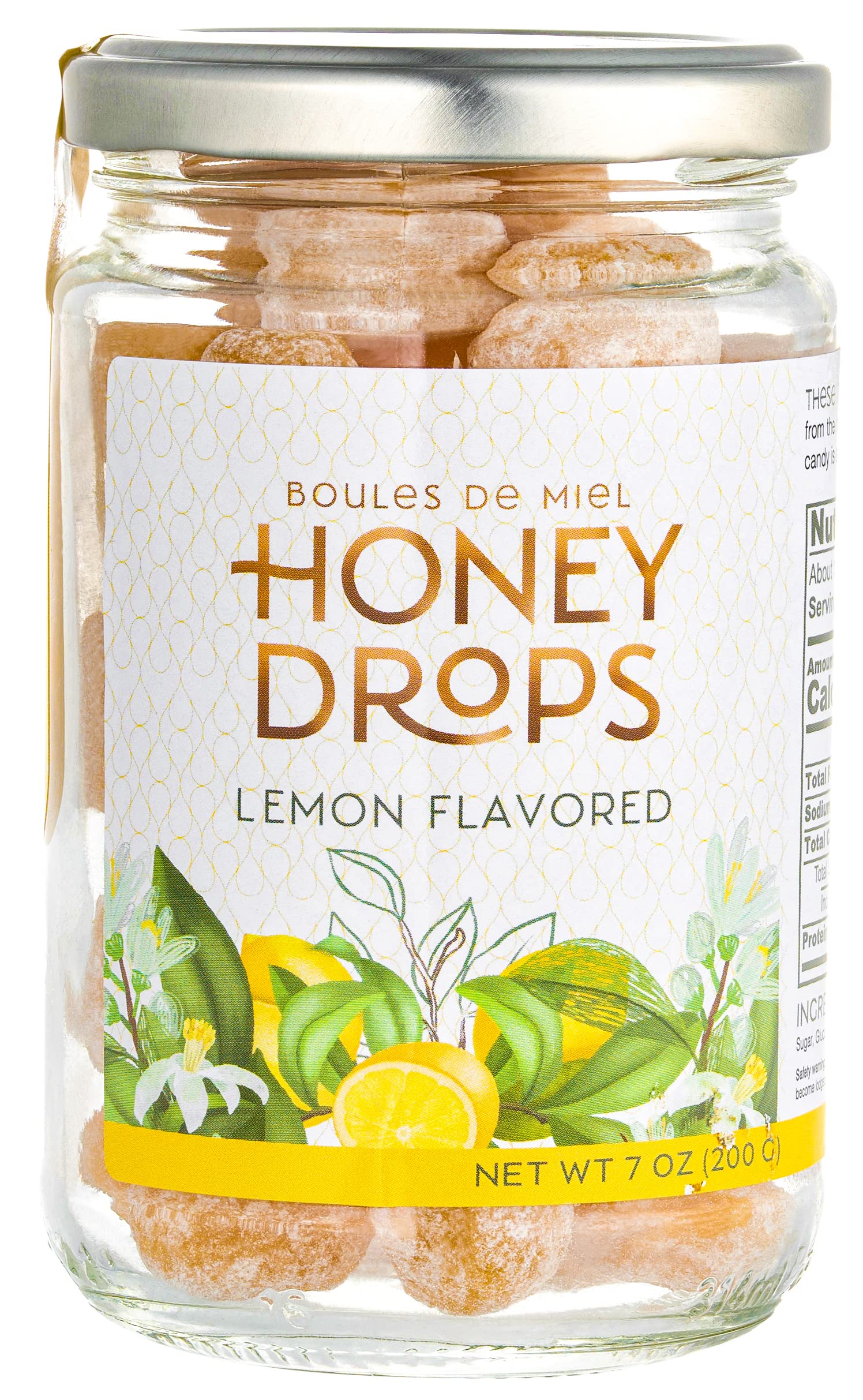 Gourmanity open jar filled with lemon honey drops ready to serve