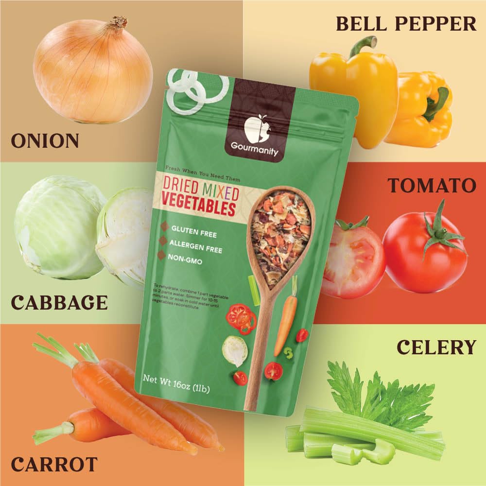 Gourmanity vegetables used as ramen topping adding color and texture to soup