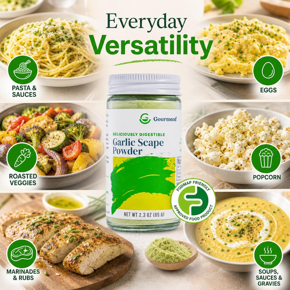 Gourmend in kitchen use on toast and salad showing convenient flavoring benefit