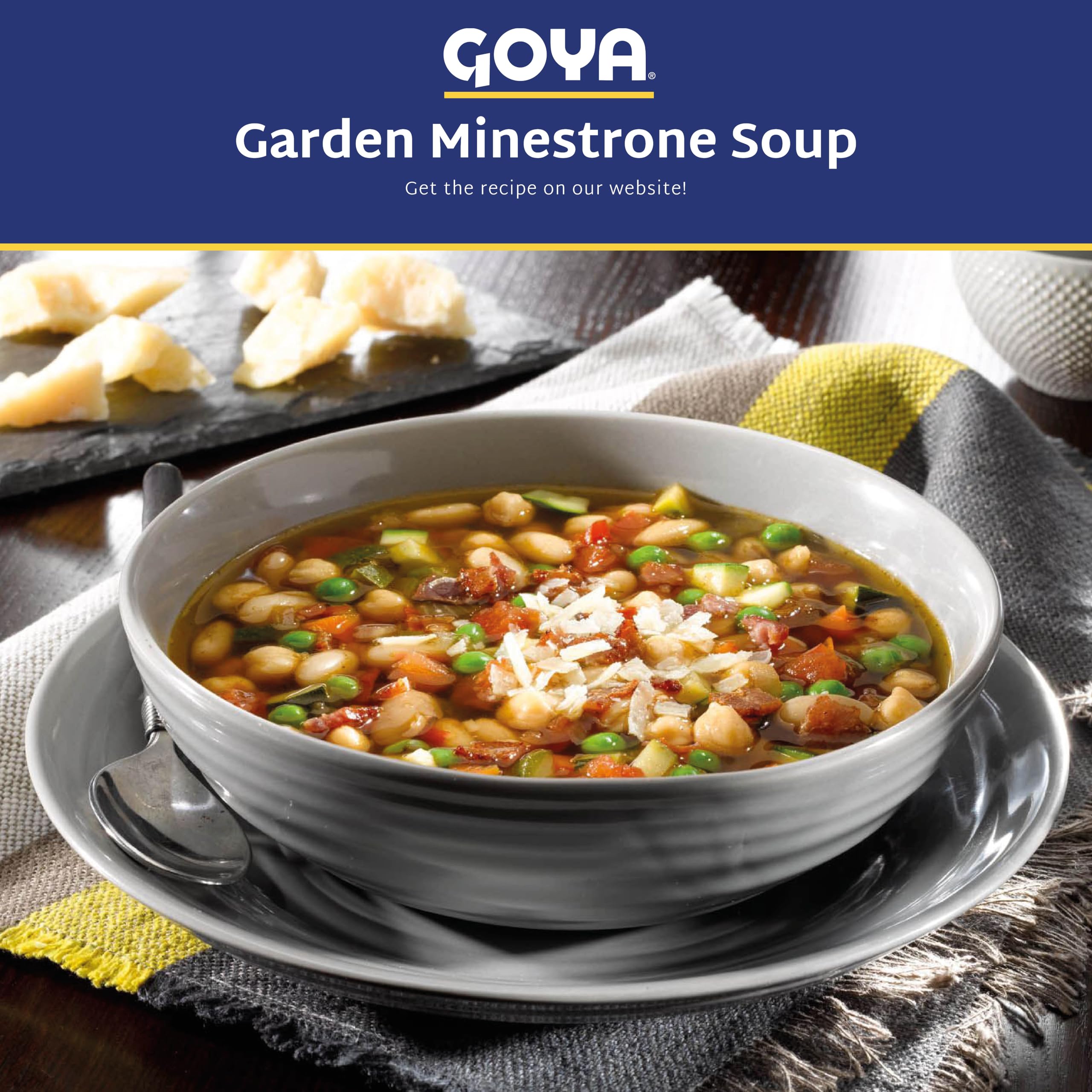 Goya beans displayed with vegetables illustrating recipe versatility and flavor