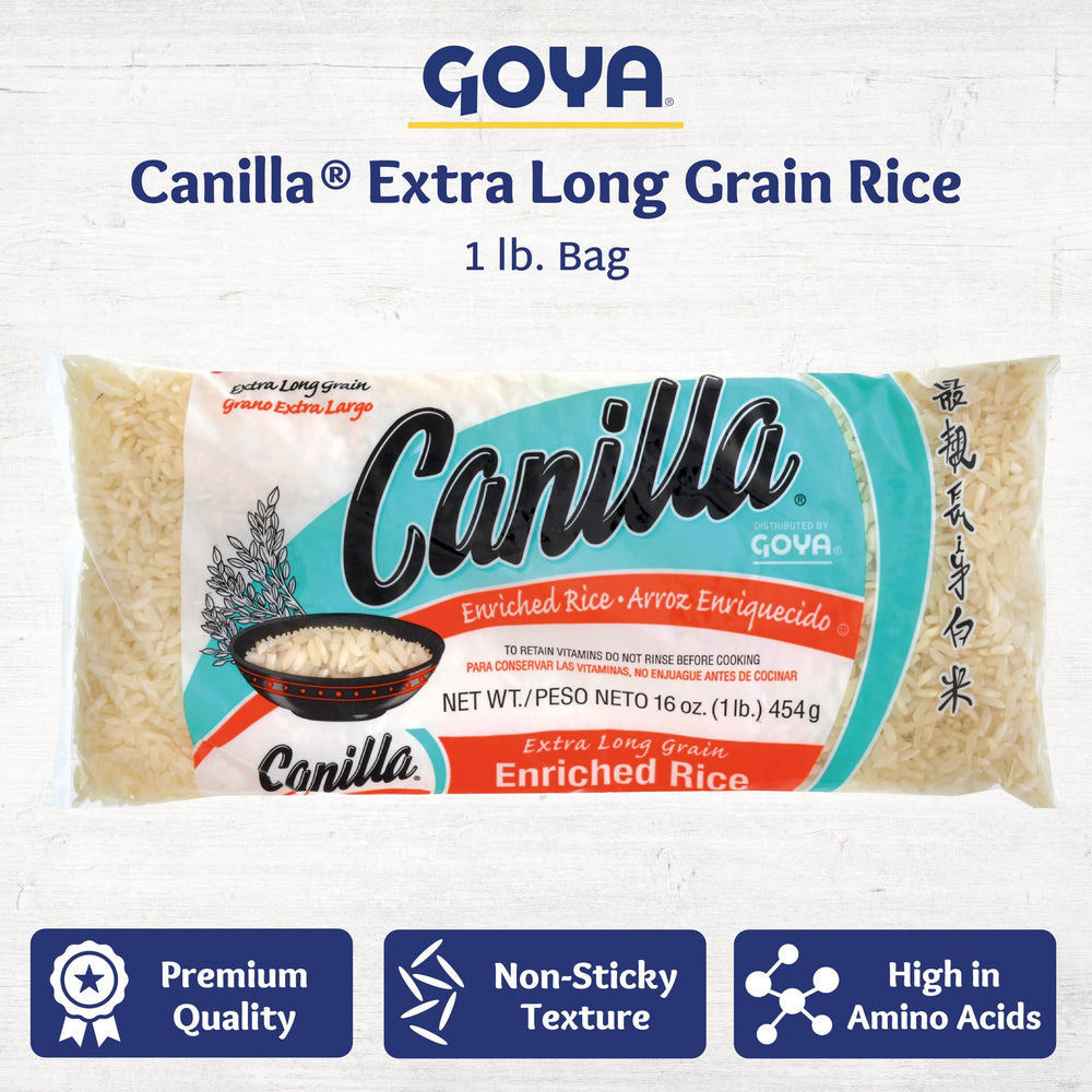 Goya Canilla close-up of extra long grain texture for fluffy cooking